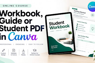 design online course workbook, guide or student PDF in canva