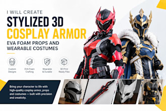 stylized 3d cosplay armor, eva foam props and wearable costumes
