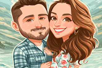 couple portrait wedding portrait illustration