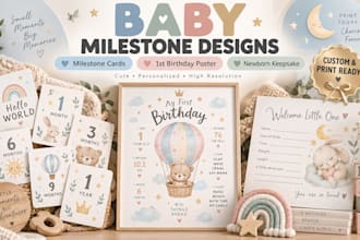 create baby milestone cards first birthday poster and newborn keepsake printable