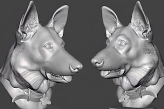 sculpt realistic 3d dog model pet portrait cat printable stl for 3d printing
