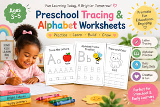 create preschool tracing and alphabet worksheets