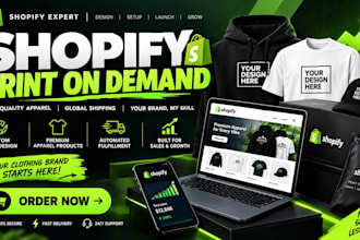 launch premium shopify pod store clothing brand with printiful gelato printifly