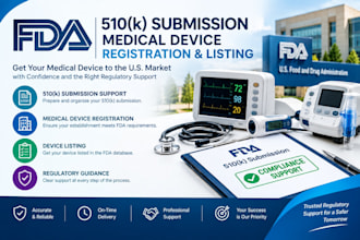handle fda 510k submission, medical device registration and listing
