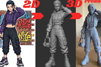 convert 2d to 3d model toy images to figurine stylized 3d character for 3d print