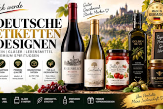 design german wine label, jar label design, food label, premium liquor label
