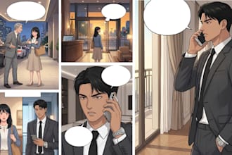 draw professional webtoon comic pages for ongoing series, manhawa romance cover