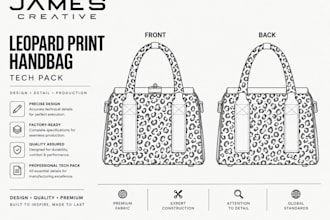 handbag designer, luxury handbag tech pack and totes bag tech pack designer