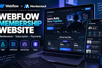 build webflow membership and subscription website with memberstack