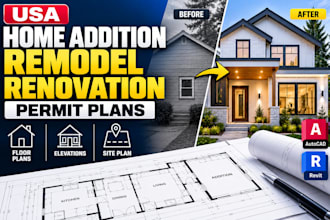 create USA home addition, remodel, renovation permit plans