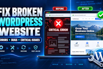 fix wordpress website critical issues, wordpress broken website errors, bug fix