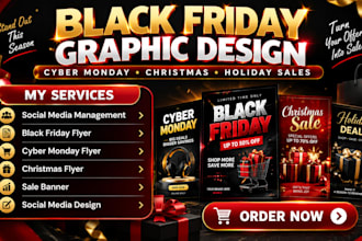 design black friday flyer, cyber monday and christmas sale flyer