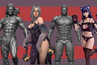 create 3d anime figure, chibi bust toy models diorama and stl for 3d printing