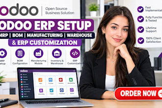 setup odoo mrp, bom manufacturing, inventory warehouse and erp customization