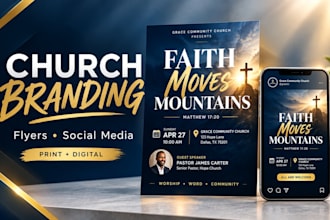 design professional church flyer, sermon graphics, social media posts