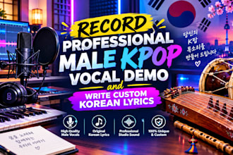 record professional male kpop vocal demo and write custom korean lyrics