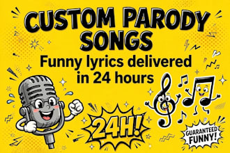 write custom funny parody song lyrics delivered in 24 hours