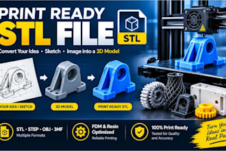 convert your idea into a print ready stl files for 3d printing
