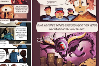 create webtoon comic pages, panels and full color illustrations