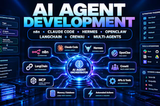 develop ai agents n8n claude code hermes openclaw langchain crewai multi agents