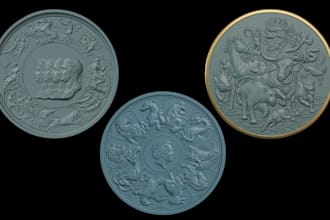 sculpt 3d coin model bas relief medallion and stl file for 3d printing or cnc