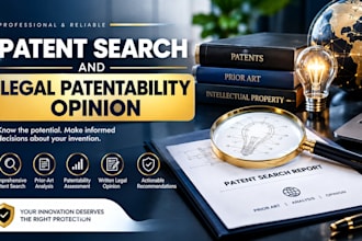 conduct a patent search and provide a legal patentability opinion