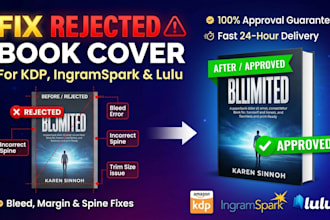 fix rejected book cover for amazon KDP, ingramspark, and lulu