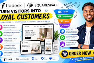 setup flodesk squarespace sales funnel with email marketing automation workflow