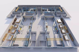 sketchup 3d factory layout,warehouse spatial plan,industrial space, revit render