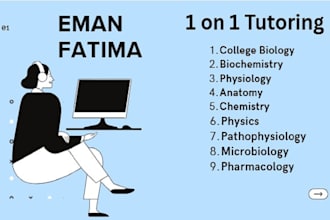tutor college biology, biochemistry, anatomy and physiology