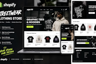 design shopify streetwear clothing store for graphic tees and hoodies