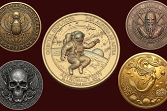 sculpt custom 3d coin model bas relief medallion stl file cnc for 3d printing