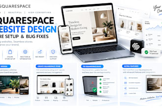 do squarespace website design, create squarespace store, fix squarespace bugs