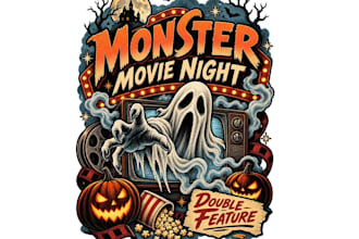 design a rugged vintage halloween logo for your brand or apparel