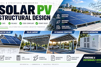 solar pv structural design, rooftop analysis and solar carport