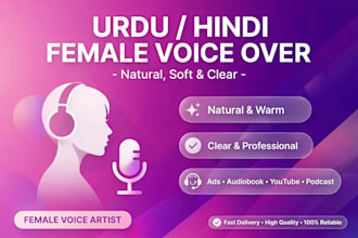 do female urdu voice over for youtube videos and reels