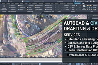 create autocad and civil 3d drawings, site plans and grading design