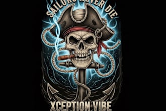 design a rugged vintage skull logo for your brand or apparel