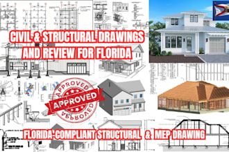 draft and review stamped civil and structural drawings for florida building, mep