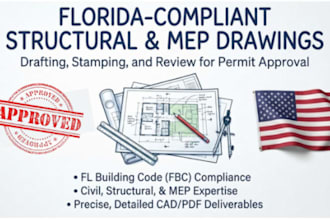 draft and review stamped civil and structural drawings for florida building, mep