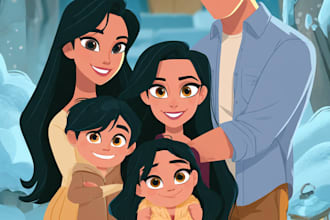 make a disney children cartoon illustration