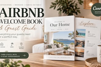 design a canva airbnb welcome book, guest guide and vacation rental house manual