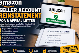 amazon seller account reinstatement poa appeal letter suspended terminated store
