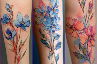 create a watercolor tattoo design