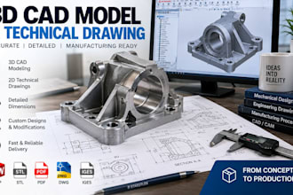 create 3d cad model and professional technical drawing