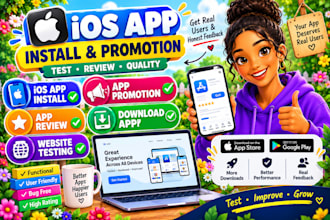 ios install mobile app promotion, dowload app review app install website testing