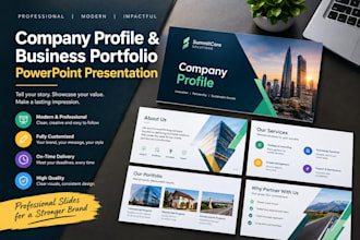 design a modern company profile and business portfolio powerpoint presentation