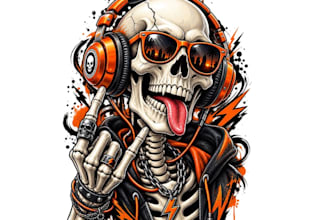 design a rugged vintage skull logo for your brand or apparel
