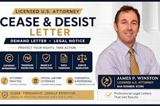 draft a cease and desist letter demand letter or legal notice