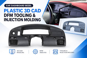 create car dashboard bezel plastic 3d cad, dfm tooling and injection molding